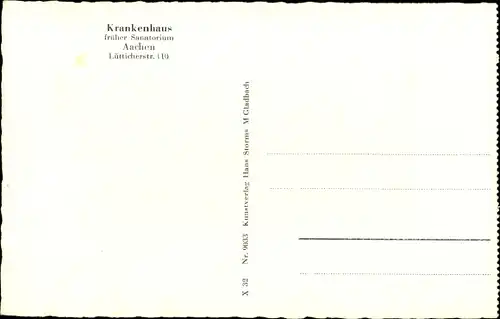 Ak Aachen in Nordrhein Westfalen, Krankenhaus, Lütticherstraße 110, Tagesraum, Innenansicht