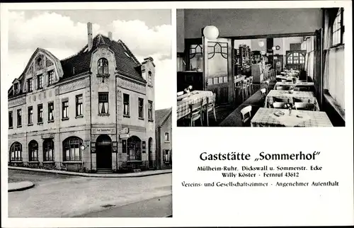 Ak Mülheim an der Ruhr, Gaststätte Sommerhof, Dickswall, Ecke Sommerstraße, Innenansicht