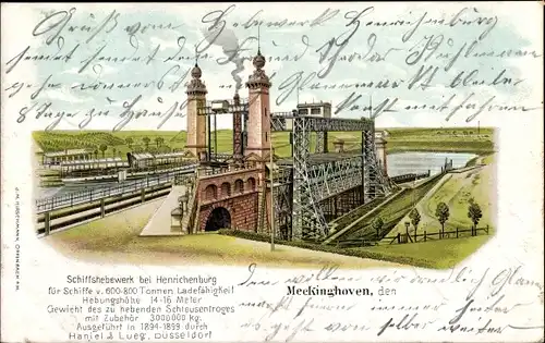 Litho Oberwiese Waltrop Ruhrgebiet, Schiffshebewerk Henrichenburg, Meckinghoven