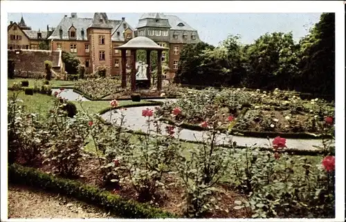 Ak Bensheim an der Bergstraße Hessen, Rosengarten mit Kurpark mit Marmorgruppe Amor und Psyche