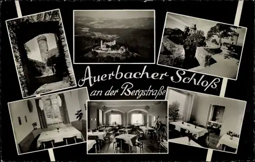 Ak Auerbach Bensheim an der Bergstraße Hessen, Burgrestaurant Auerbacher Schloss