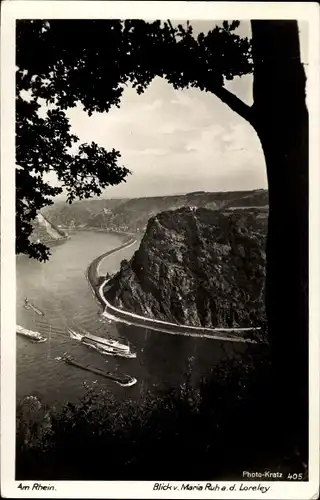 Ak Urbar am Rhein bei Koblenz, Maria Ruh, Blick auf de Loreley mit Rhein