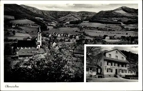 Ak Oberwinden Elzach in Baden-Württemberg, Gasthof zur Sonne, Ort, Kirche