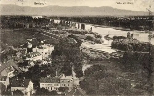 Ak Breisach am Oberrhein, Rheinpartie, Teilansicht, Vogelschau
