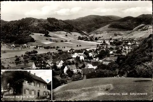 Ak Untermünstertal Münstertal im Schwarzwald, Gesamtansicht, Gasthof z. Hof