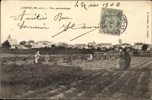 Ak Corné Maine et Loire, Vue panoramique