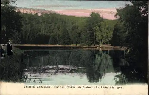 Ak Chevreuse Yvelines, Etang du Chateau de Breteuil, La Peche a la ligne