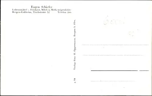 Ak Bergen Enkheim Frankfurt am Main, Wohnsiedlung, Denkmal, Rathaus, Volkshaus, Straßenpartie