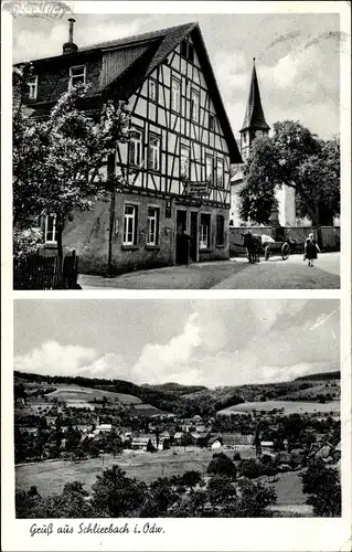 Ak Schlierbach Lindenfels im Odenwald, Gesamtansicht, Gasthaus