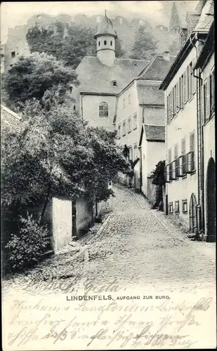 Ak Lindenfels im Odenwald Hessen, Aufgang zur Burg