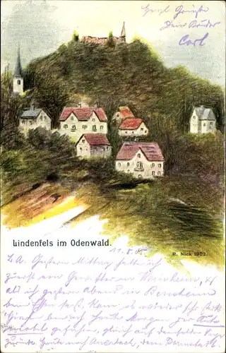 Ak Lindenfels im Odenwald, Ortsansicht