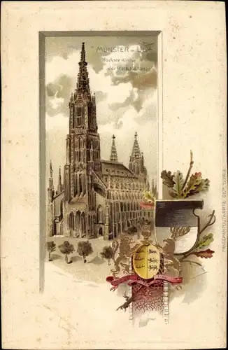 Wappen Präge Passepartout Ak Ulm an der Donau, Münster