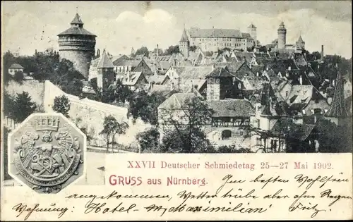 Ak Nürnberg in Mittelfranken, XXVII Deutscher Schmiedetag 1902, Stadtbild