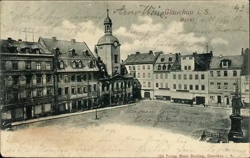 Ak Glauchau in Sachsen, Markt