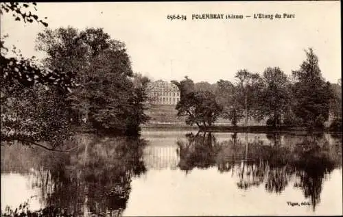 Ak Folembray Aisne, L'Etang du Parc