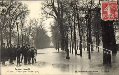 Ak Rouen Seine Maritime, Inondations 1910, Le Cours La Reine