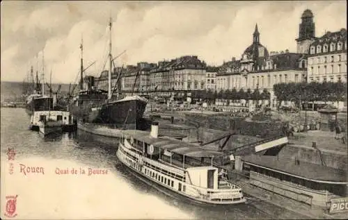 Ak Rouen Seine Maritime, Quai de la Bourse