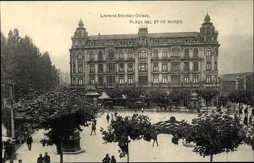 Ak Oviedo Asturias Spanien, Plaza del 27 de Marzo