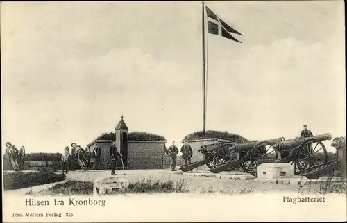 Ak Helsingør Helsingör Dänemark, Kronborg Slot, Schloss, Flagbatteriet