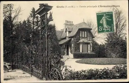 Ak Gretz Armainvilliers Seine et Marne, Entree principale d'Armainvilliers