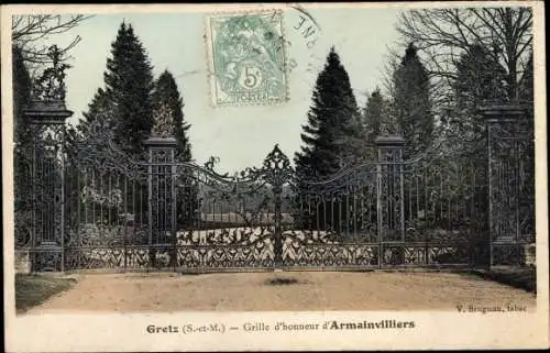 Ak Gretz Armainvilliers Seine et Marne, Grille d'honneur d'Armainvilliers