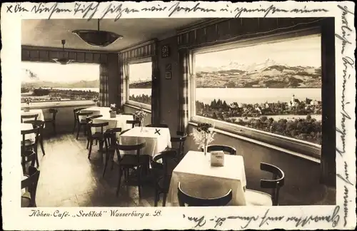 Ak Wasserburg am Bodensee, Höhen Cafe Seeblick, Innenansicht, Gebirge