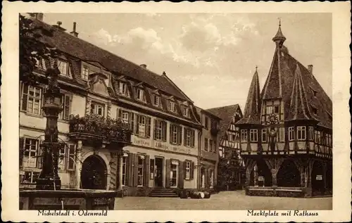 Ak Michelstadt im Odenwald, Marktplatz mit Rathaus