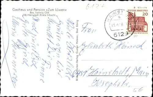 Ak Hainstadt Breuberg im Odenwald, Gasthof Zum Löwen, Detailansichten