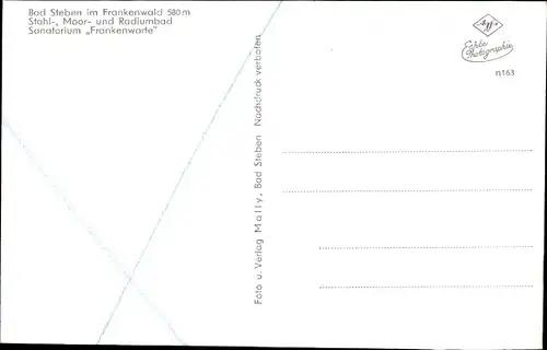 Ak Bad Steben im Frankenwald, Sanatorium Frankenwarte