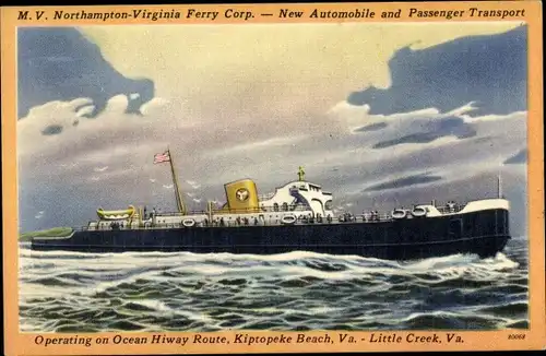 Ak Virginia USA, MV Northampton Virginia Ferry Corp, Fährschiff