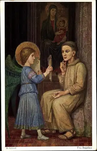 Künstler Ak Schiestl, Matthäus, Fra Angelico, Engel, Mönch