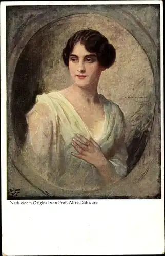 Künstler Ak Schwarz, Alfred, Frauenportrait