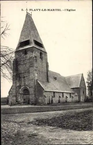 Ak Flavy le Martel Aisne, L'Eglise