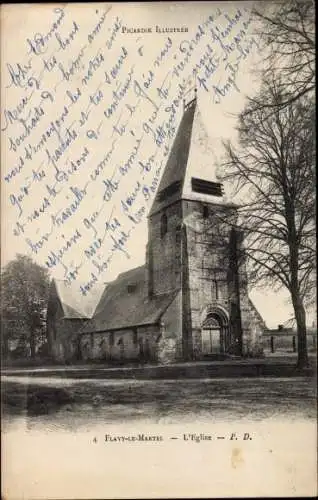 Ak Flavy le Martel Aisne, L'Eglise