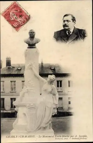 Ak Charly sur Marne Aisne, Le Monument Emile Morlot par A. Jacopin