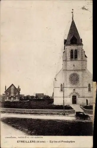 Ak Étreillers Aisne, Eglise, Presbytere