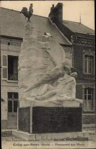 Ak Crécy sur Serre Aisne, Monument aux Morts