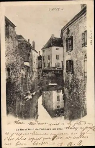 Ak Coincy Aisne, Le Ru, Pont de l'Abbaye