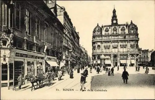 Ak Rouen Seine Maritime, Place de la Cathedrale