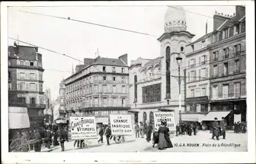 Ak Rouen Seine Maritime, Place de la Republique