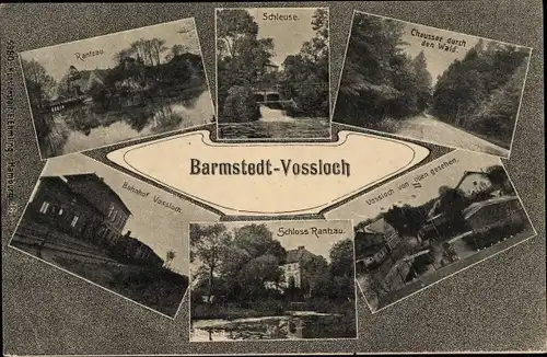 Ak Vossloch bei Barmstedt Bokholt Hanredder Schleswig Holstein, Schloss Rantzau, Bahnhof, Schleuse