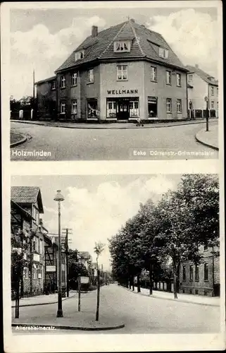 Ak Holzminden an der Weser, Dürrenstraße Ecke Grimmenstein, Geschäft Wellmann, Allersheimer Straße