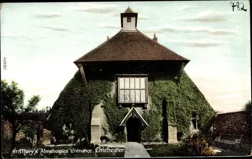 Ak Chichester West Sussex England, St. Mary's Almshouses Entrance