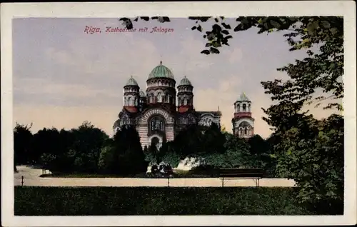 Ak Riga Lettland, Kathedrale mit Anlagen