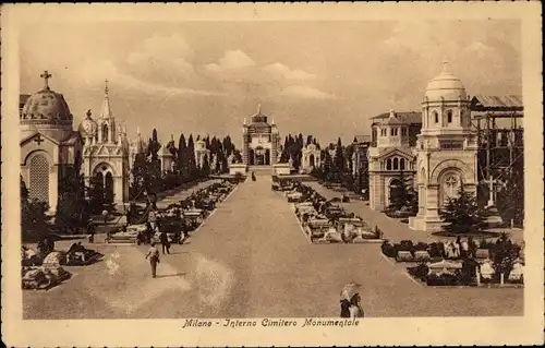 Ak Milano Mailand Lombardia, Interno Cimitero Monumentale