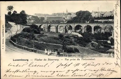 Ak Luxemburg, Viaduc du Bisserweg, vue prise du Verlorenkost