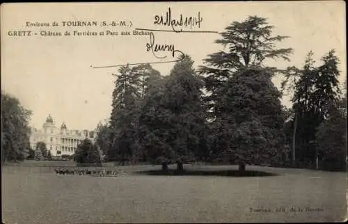 Ak Gretz Armainvilliers Seine et Marne, Chateau de Ferrieres, Parc aux Biches