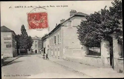 Ak Gretz Seine et Marne, La rue de Paris, vers la poste