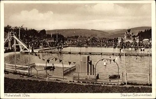 Ak Michelstadt im Odenwald, Schwimmbad, Stadion