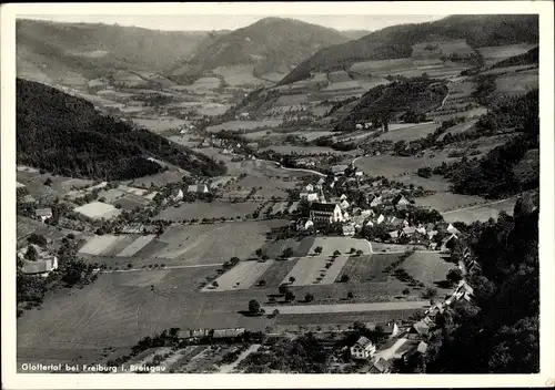 Ak Glottertal im Schwarzwald, Luftbild von Ort und Umgebung, Gasthof zum Engel